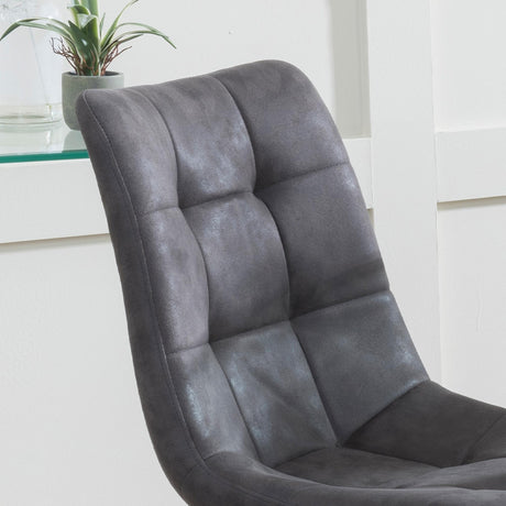 Corona Dining Chair - Grey Fabric - Black Metal Legs