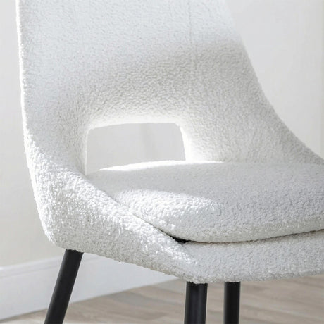 Peyton Dining Chair - Cream Boucle Fabric - Black Legs