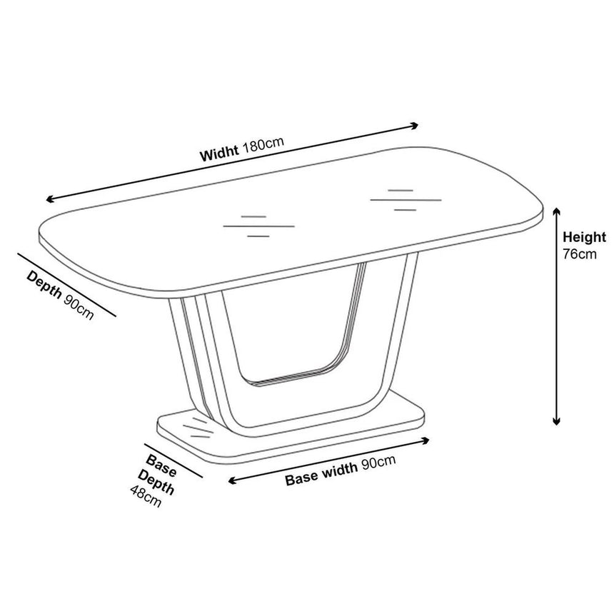 Caserta White Gloss 6 Seater Dining Table with Glass Top