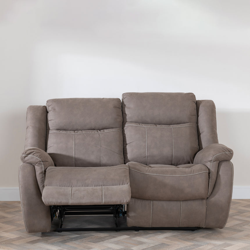 Bergamo Brown Fabric 2 Seater Recliner Sofa