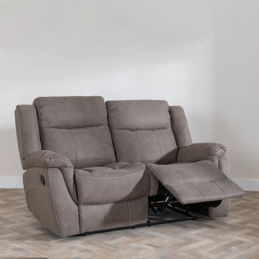 Bergamo Brown Fabric 2 Seater Recliner Sofa