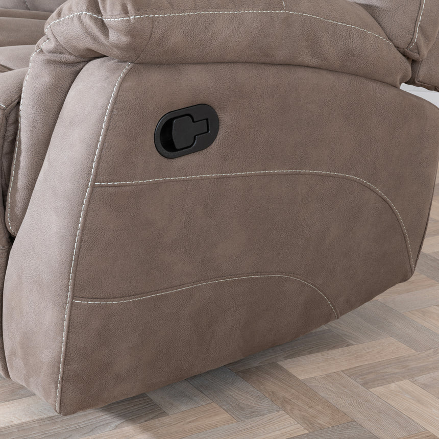 Bergamo Brown Fabric 2 Seater Recliner Sofa