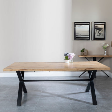 Bologna 8 Seater Dining Table with Black Cross Legs