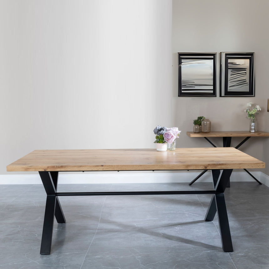 Bologna 8 Seater Dining Table with Black Cross Legs