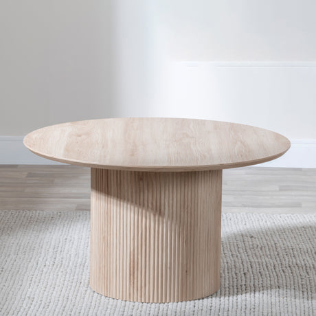 Emilia Fluted Round Coffee Table with Drum Base