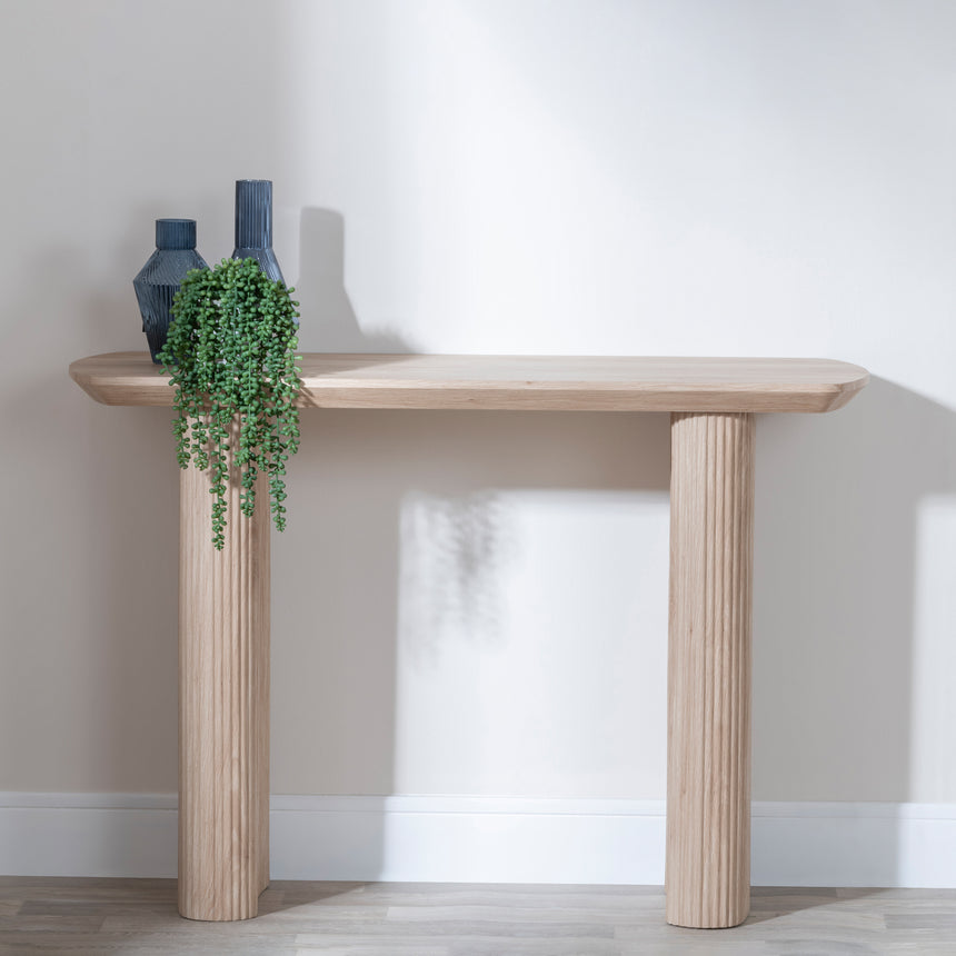 Emilia Fluted Pedestal Console Table
