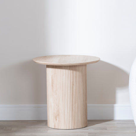 Emilia Fluted Round End Table with Drum Base