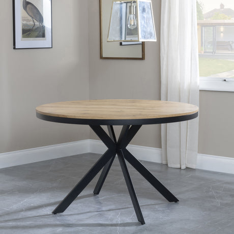 Bologna 4 Seater Round Dining Table with Black Spider Legs