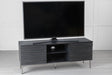 Wave Mango Wood TV Unit, Charcoal Grey Ripple Pattern 130cm Wide, Stand Upto 50in Plasma - 2 Door with 3 Shelf