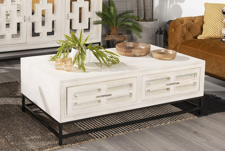 Geo White Mirrored Coffee Table - 2 Drawer
