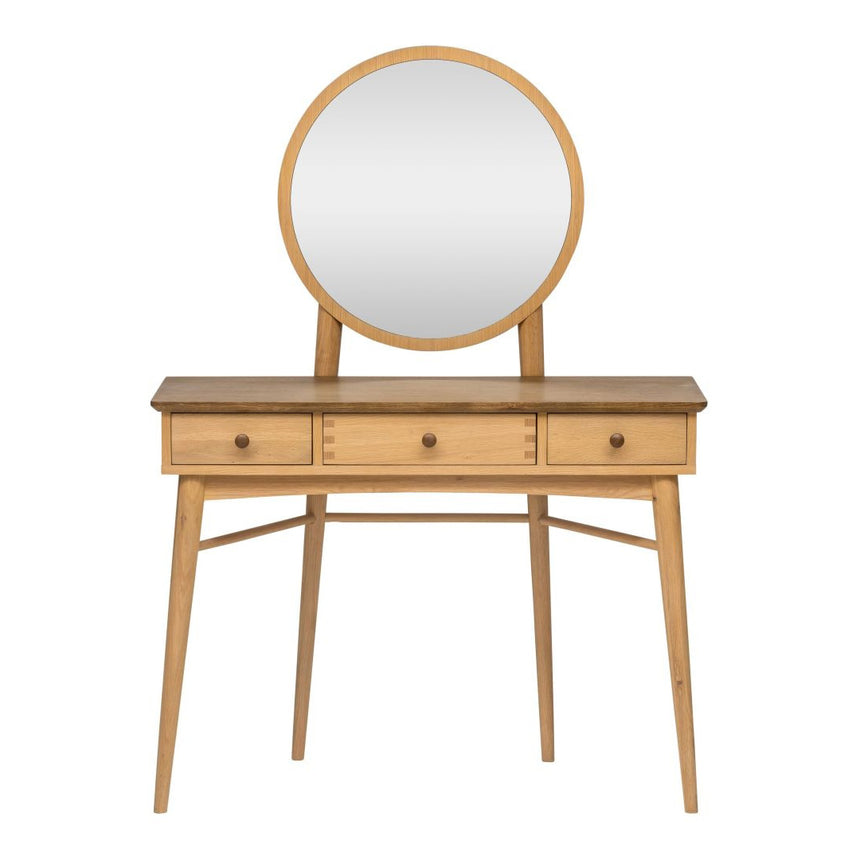Connecticut Natural Oak 3 Drawer Dressing Table with Mirror