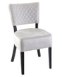 Indus Beige Dining Chair, Velvet Fabric Upholstered with Quilted Diamond Stitched and Black Wooden Legs