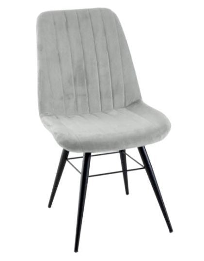 Piano Beige Dining Chair, Velvet Fabric Upholstered with Round Black Metal Legs