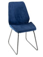 Soho Blue Dining Chair, Velvet Fabric Upholstered with Chrome Sled Base