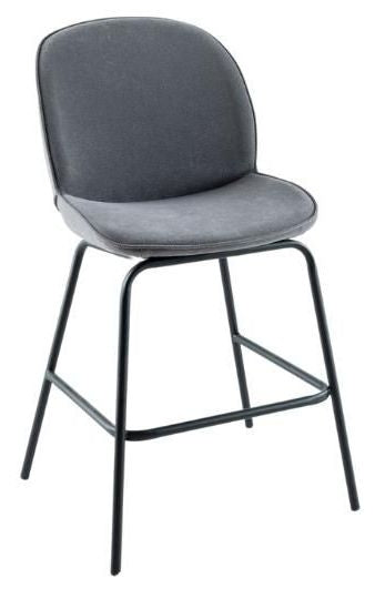 Etta Grey Fabric Bar Stool with Black Footrest