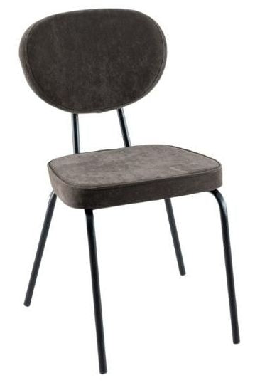 Solomon Dark Chocolate Brown Dining Chair, Velvet Fabric Upholstered with Black Metal Legs