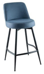Dover Blue Velvet Barstool with Backrest