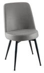 Dover Grey Dining Chair, Velvet Fabric Upholstered with Black Metal Legs