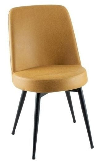 Dover Mustard Dining Chair, Velvet Fabric Upholstered with Black Metal Legs