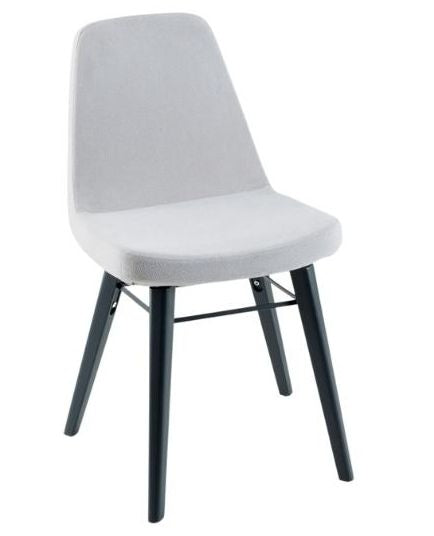 Gabi Light Grey Dining Chair, Velvet Fabric Upholstered with Black Metal Legs