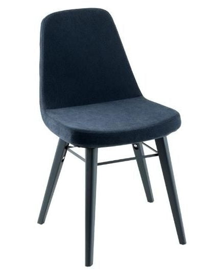 Gabi Blue Dining Chair, Velvet Fabric Upholstered with Black Metal Legs