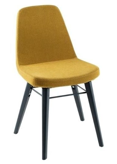 Gabi Mustard Dining Chair, Velvet Fabric Upholstered with Black Metal Legs