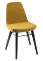 Gabi Mustard Dining Chair, Velvet Fabric Upholstered with Black Metal Legs