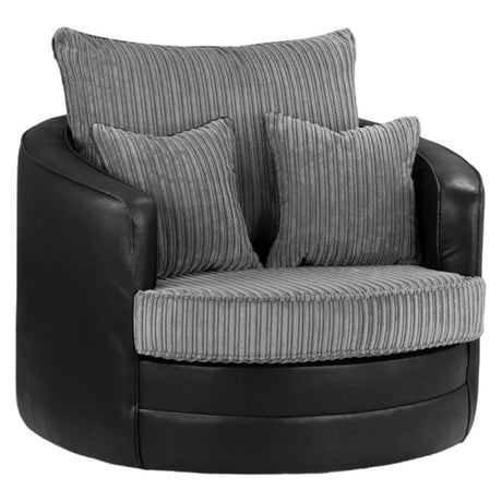 Logan Black and Grey Swivel Chair Sofa