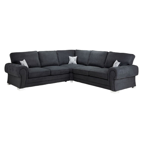 Verona Black Large Corner Sofa