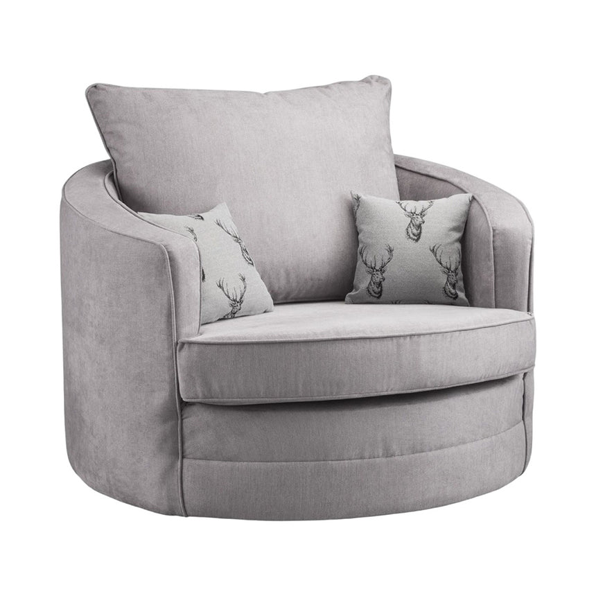 Crusade Swivel Grey Fabric Chair Sofa