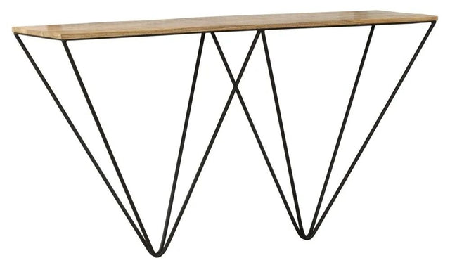 Cosgrove Industrial Chic Console Table - Mango Wood with Black Metal Hairpin Legs