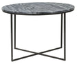 The Glam Home Black Round Coffee Table, Marble Top
