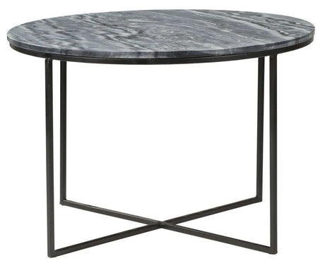 The Glam Home Black Round Coffee Table, Marble Top