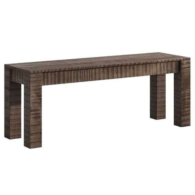 Dakota Mango Wood Dining Bench, Indian Dark Walnut Rustic Finish