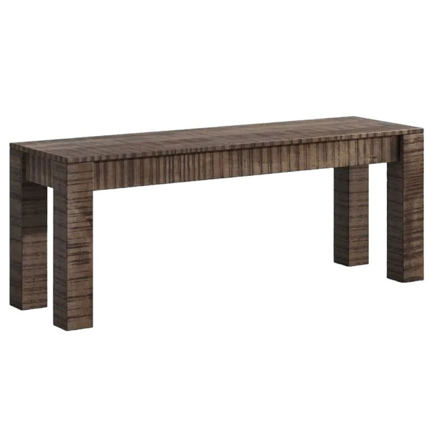 Dakota Mango Wood Dining Bench, Indian Dark Walnut Rustic Finish