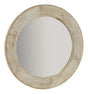 Sahara Carved Round Mirror in White Washed Finished Mango Wood