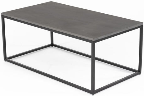 Odom Grey Concrete Coffee Table with Black Metal Base