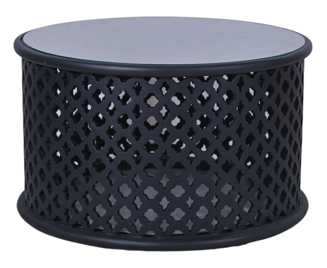 Jaipur Lattice Black Mango Wood Round Coffee Table