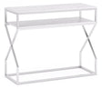 Scala White Marble Top and Chrome Console Table with Middle Shelf