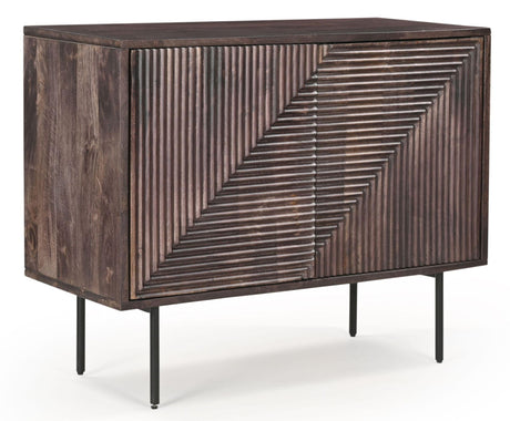 Highgrove Fluted 2 Door Sideboard in Walnut Finished Mango Wood