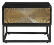 Luxe Black and Antique Gold Starburst Side Table- 1 Drawer