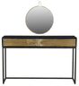 Luxe Black and Antique Gold Starburst Dressing Table with Mirror - 2 Drawers