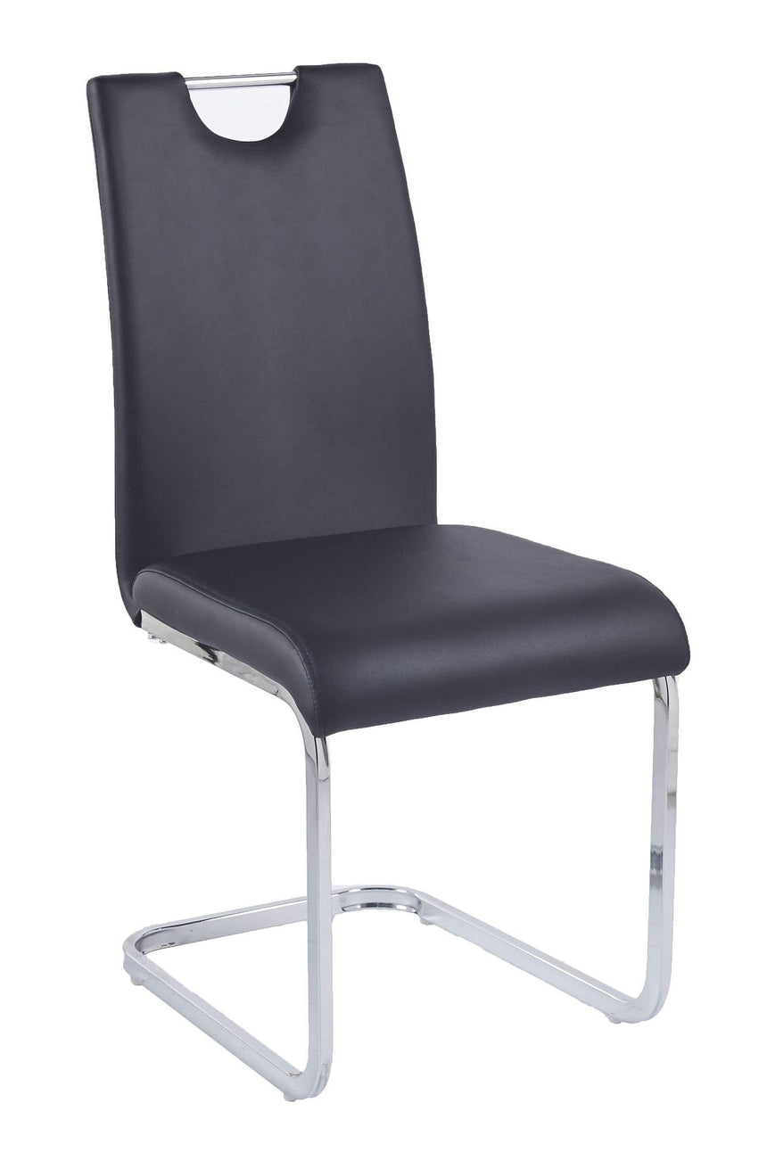Bianco Black Faux Leather Dining Chair and Chrome Cantilever Base