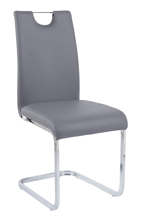 Bianco Grey Faux Leather Dining Chair and Chrome Cantilever Base