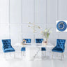 Turin White Marble Dining Set - Fabric Knocker Back Chairs with Chrome Legs