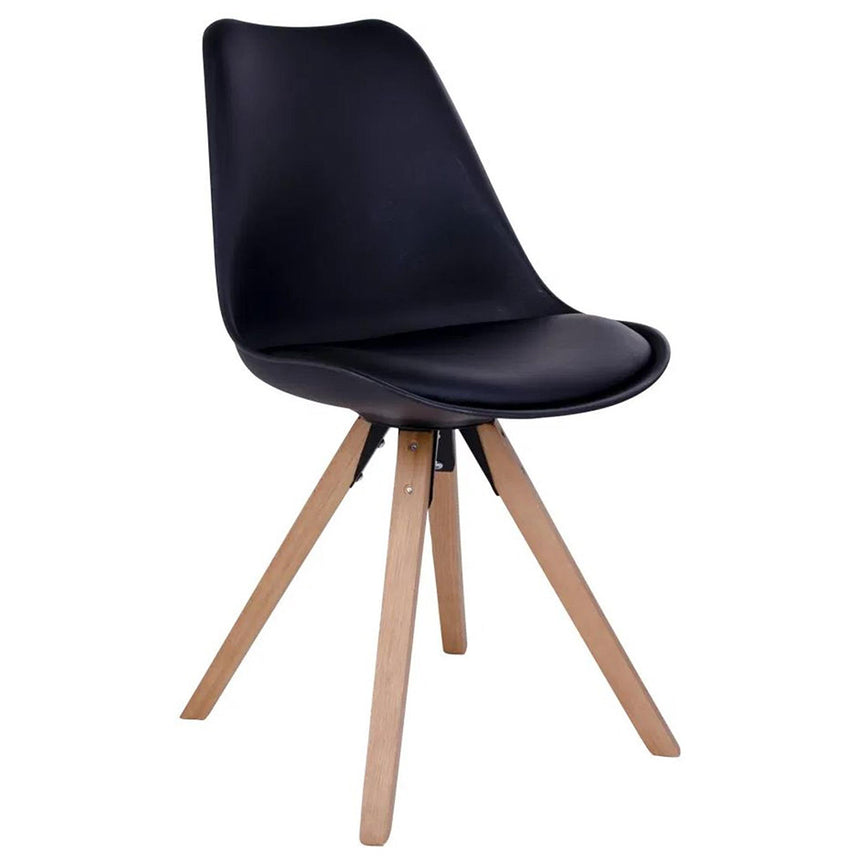 2 x Bergen Black Faux Leather Dining Chair with Natural Legs