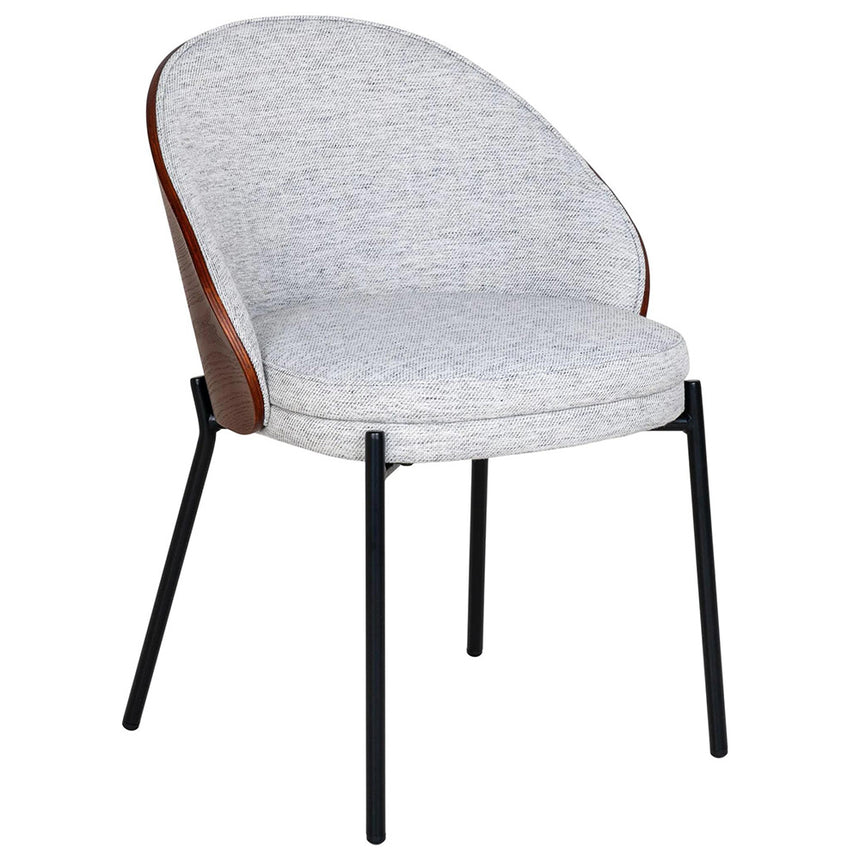 2 x Canelas Light Grey Fabric Dining Chair with Black Legs