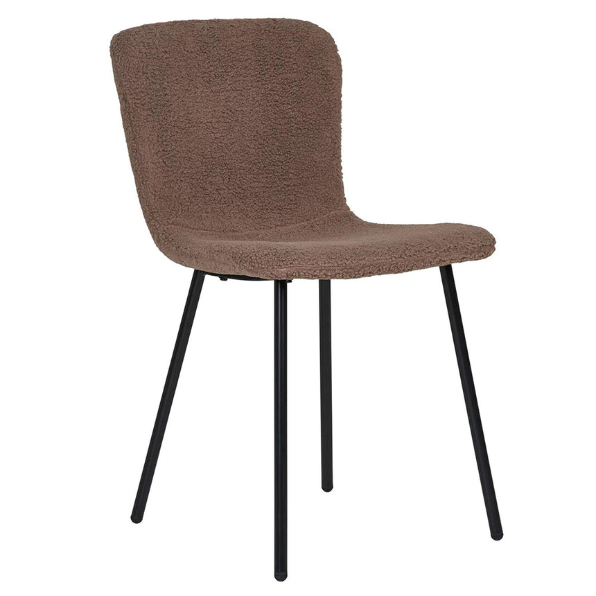 2 x Halden Dark Fabric Brown Dining Chair with Black Legs