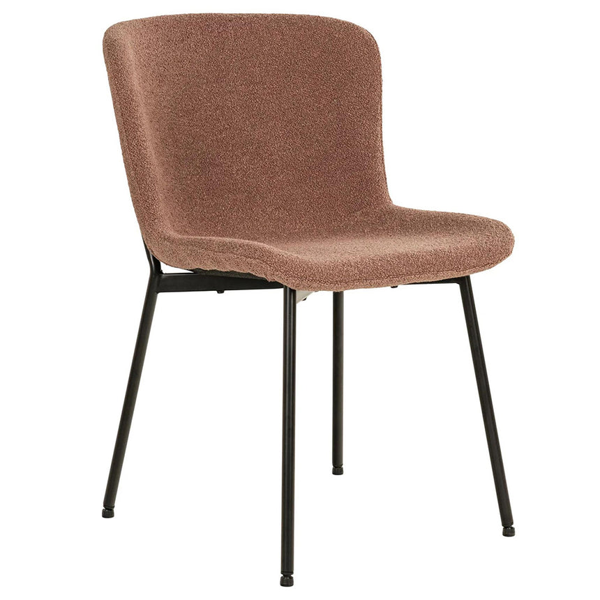 2 x Maceda Rust Boucle Fabric Dining Chair with Black Legs