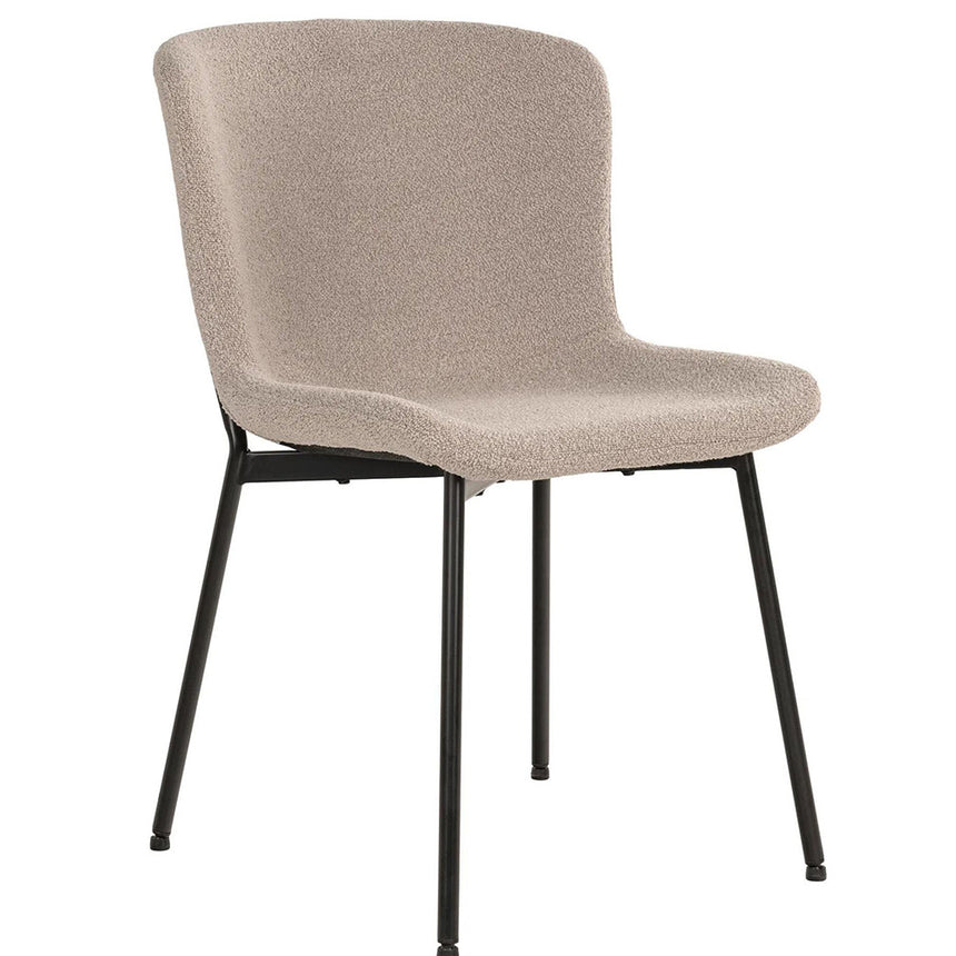 2 x Maceda Beige Boucle Fabric Dining Chair with Black Legs